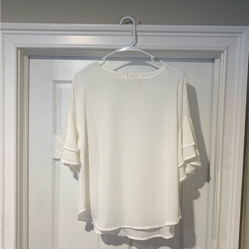 Red Lolly Medium Women’s Ruffle Sleeve Blouse Ivory
